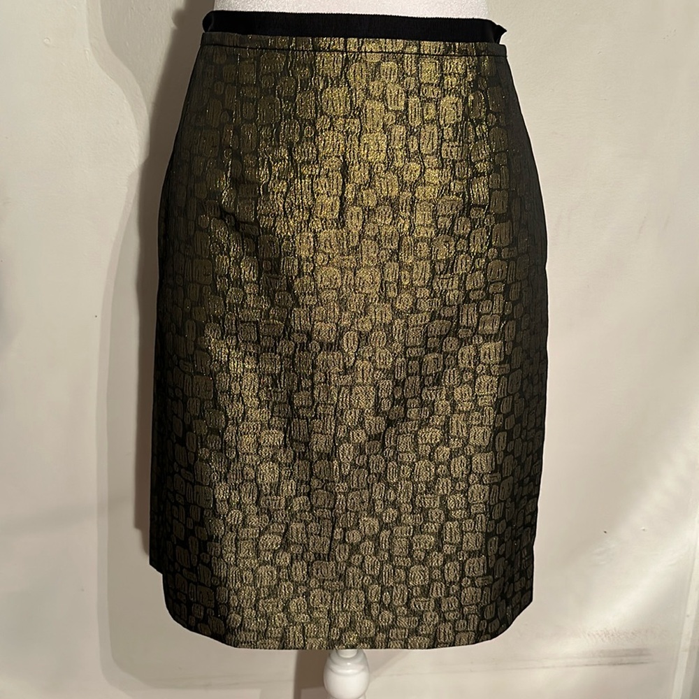 Loft Ann Taylor Gold-Black Pencil Skirt Size 10.